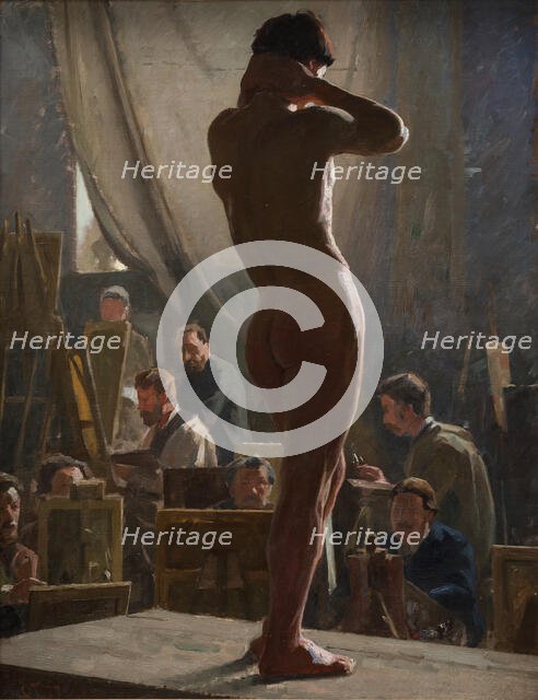 Male Nude in the Studio of Bonnat, 1877. Creator: Laurits Tuxen.
