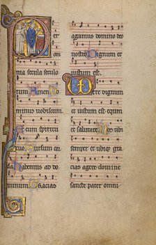 Initial P: A Priest and a Ministrant before an Altar; Missal, begun after 1234-completed before 1262 Creator: Unknown.