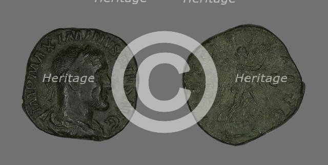 Sestertius (Coin) Portraying Emperor Maximinus, 235-238. Creator: Unknown.