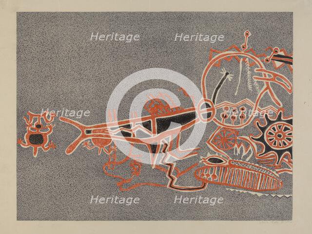 Petroglyph - Human Figures, 1935/1942. Creator: Lala Eve Rivol.