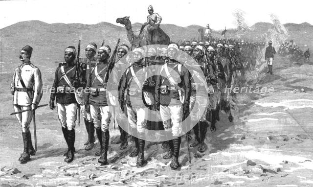 ''The Campaign at Suakin; The Tenth Soudanese Marching across the Desert from the Nile to Kosseir, f Creator: Unknown.