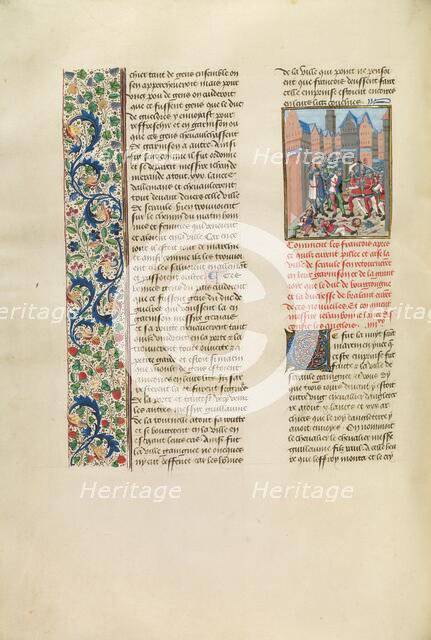 Jean de Bonne Lance Defeating the English, c1380s; Chroniques (Book Three), about 1480-1483. Creator: Unknown.