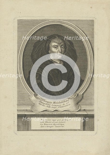 Portrait of Olimpia Maidalchini Pamphilj (1591-1657) , um 1700. Creator: Desrochers, Étienne-Jehandier (1668-1741).