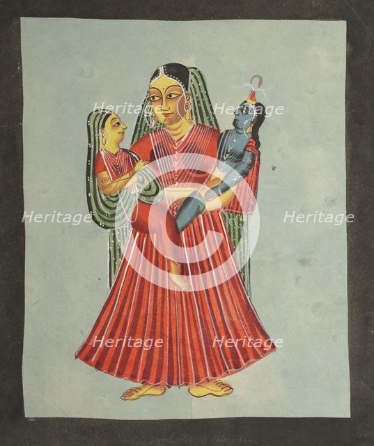 Yasoda Holding Krishna and Radha, 1800s. Creator: Unknown.