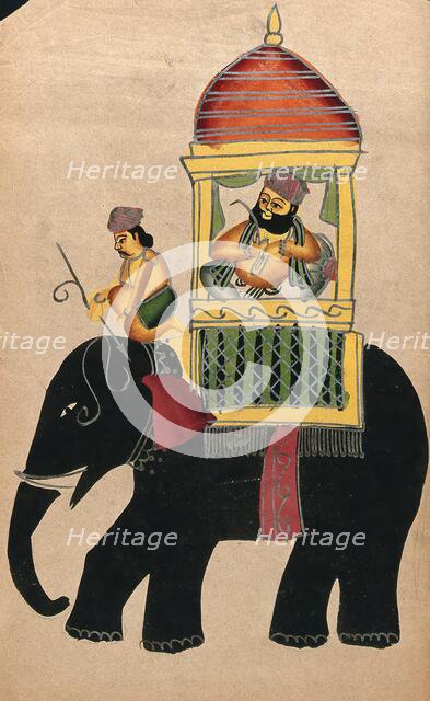 Raja on a black elephant, c1890. Creator: Unknown.