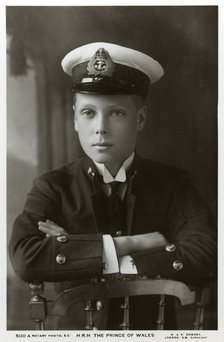 The Prince of Wales in naval uniform, c1910(?).Artist: W&D Downey