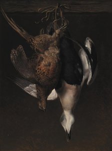 Game. A Pheasant and an Eider, 1846. Creator: Johan Laurentz Jensen.