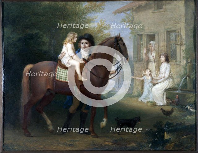 The Painter and his family, in front of a country house, between 1797 and 1798. Creator: Jean Antoine Laurent.