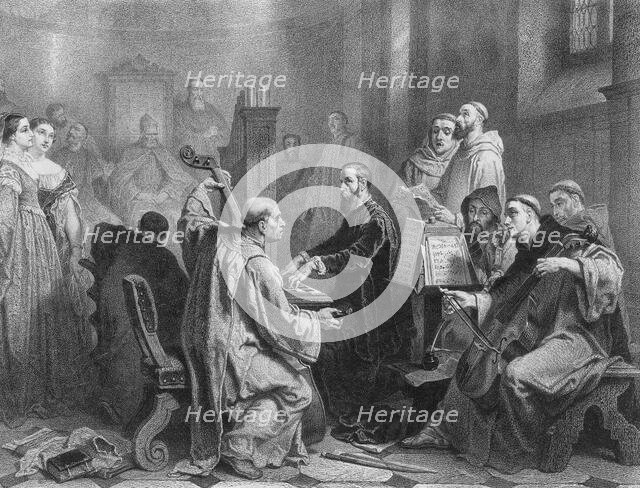 Adrian Willaert (1490-1562) plays a mass before the Doge of Venice, 1854. Creator: Hamman, Edouard Jean Conrad (1819-1888).