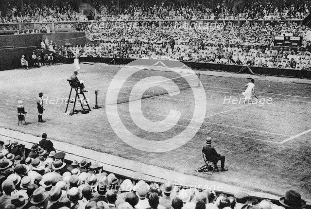 Suzanne Lenglen playing Miss McKane, Wimbledon, London, 1926-1927. Artist: Unknown