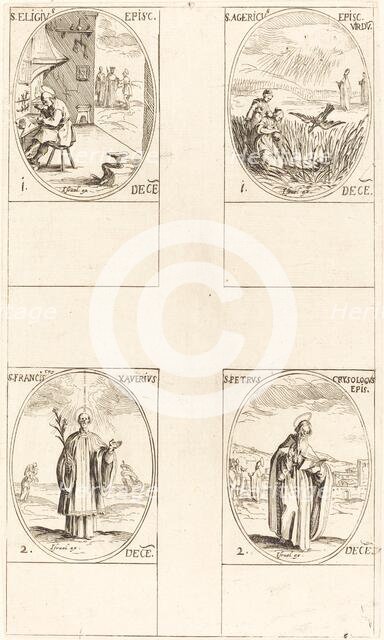 St. Eligius; St. Agericus; St. Francis Xavier; St. Peter Chrysologus. Creator: Jacques Callot.