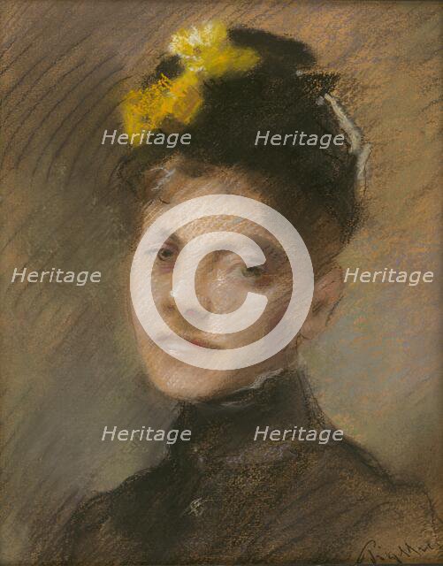 Portrait of a lady in black, 1870-1890. Creator: Bruno Piglhein.