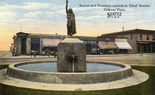 Statue and fountain dedicated to Chief Seattle, Tilikum Place, Seattle, Washington, USA, 1913. Artist: Unknown