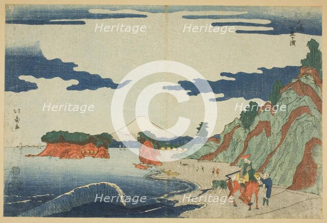 Shichiri Beach at Enoshima (Enoshima Shichirigahama), c. 1789/1818. Creator: Shotei Hokuju.