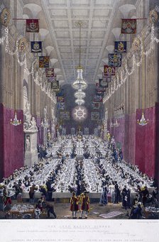 The Lord Mayor's Dinner at Guildhall, London, 1829. Artist: Anon