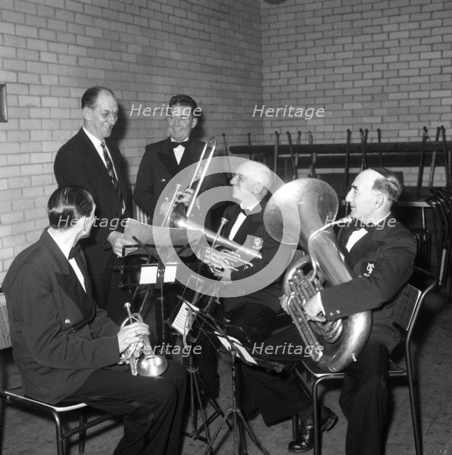 The Horden Colliery Band during practice, 1963.  Artist: Michael Walters