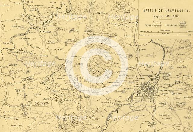 Map of the Battle of Gravelotte, 18 August 1870, (c1872).  Creator: R. Walker.
