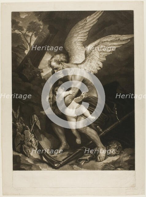 Time Clipping the Wings of Love, c. 1765. Creator: James McArdell.
