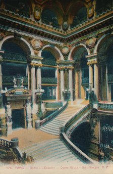 L'Opéra Garnier - the staircase, Paris, c1920. Artist: Unknown.