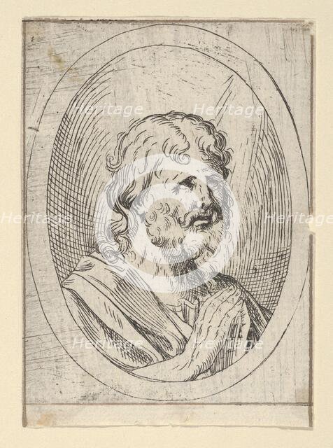 An apostle raising his eyes in prayer, in an oval frame, from Christ, the Virgin, and..., 1600-1640. Creator: Anon.