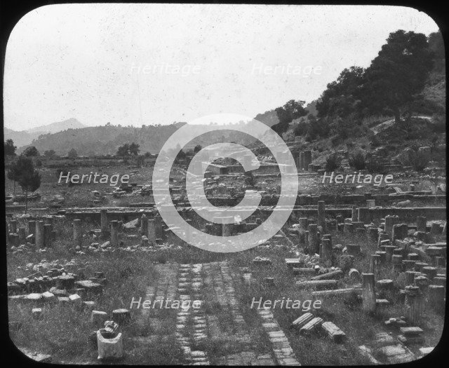 Mount Kronos and Temple of Hera, Olympia, Greece, late 19th or early 20th century. Artist: Unknown