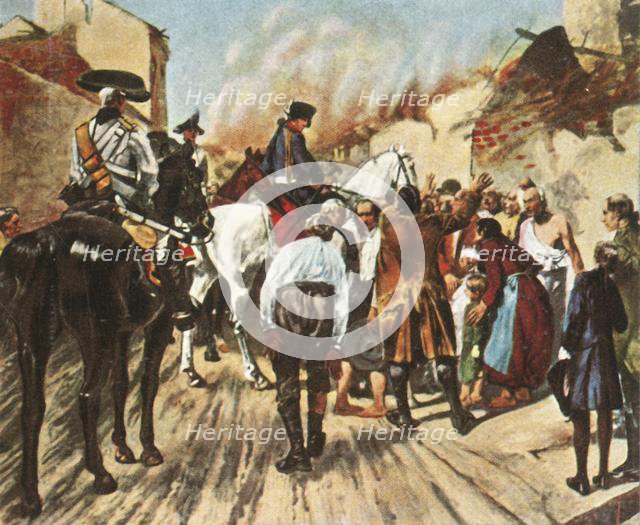 Frederick the Great in the ruins of Küstrin before the Battle of Zorndorf, 25 August 1758, (1936). Creator: Unknown.