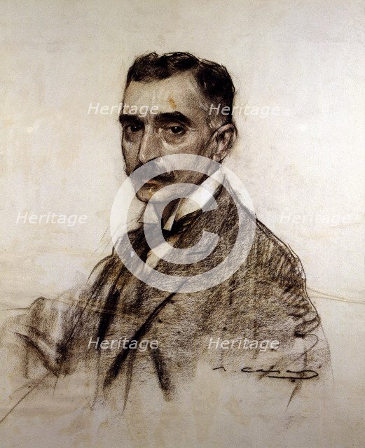 Charcoal portrait Francesc Macia (1859 - 1933), Spanish soldier and politician, president of the …