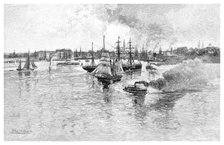 Circular Quay, Sydney Harbour, New South Wales, Australia, 1886.Artist: J Hellawell