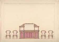 Design for a Mirrored Cabinet and Four Chairs, early 19th century. Creator: Anon.