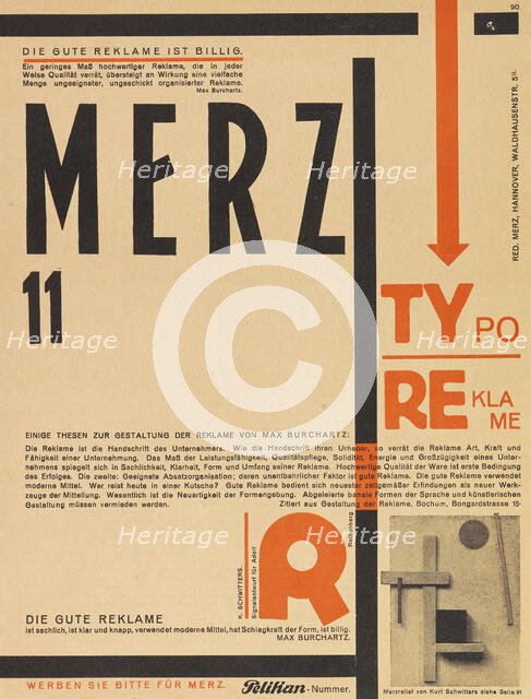 Merz 11. Typoreklame, 1924. Creator: Schwitters, Kurt (1887-1948).