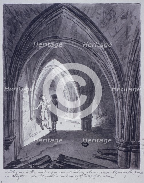 St Michael's Crypt, Aldgate, London, 1784. Artist: John Carter