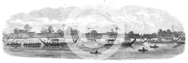 Admiral King's visit to the King of Siam at Bangkok: procession of boats up the river..., 1865. Creator: Unknown.