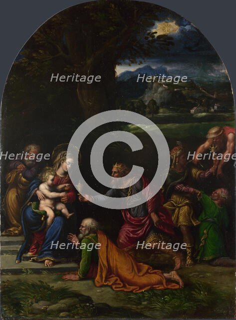 The Adoration of the Magi, Between 1543 and 1552. Creator: Girolamo da Carpi (Girolamo Sellari) (1501-1556).