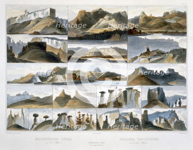 'Remarkable Hills on the Upper Missouri', 1844. Artist: Friedrich Salathe