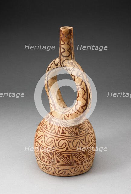 Stirrup Spout Vessel with Geometric Designs, 100 B.C./A.D. 500. Creator: Unknown.