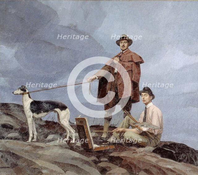 Dunoyer de Segonzac and Boussingault painting, 1914. Creator: Bernard Boutet de Monvel.