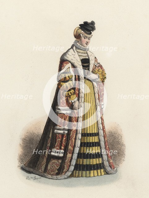 Princess of Bavaria, in the modern age, color engraving 1870.