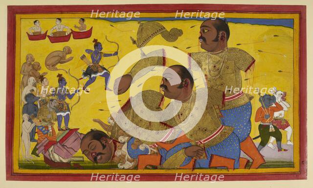 Rama and Kumbhakarna, 1652. Creator: Sahib Din.