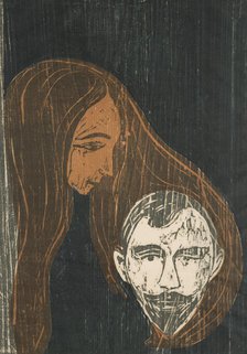 Man's Head In Woman's Hair, 1896. Creator: Edvard Munch.