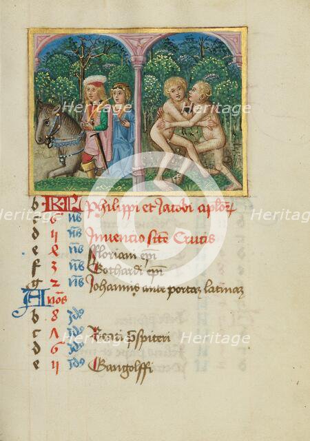 May Calendar Page: Courting: Gemini; Book of Hours, early 16th century. Creator: Unknown.