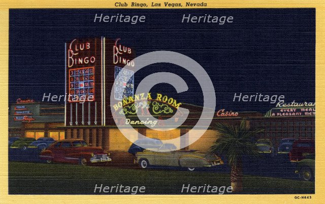 'Club Bingo, Las Vegas, Nevada', postcard, 1950. Artist: Unknown
