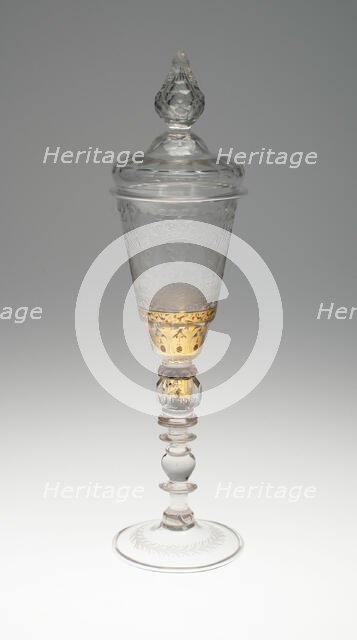 Wine Glass and Cover, Bohemia, Early 18th century. Creator: Bohemia Glass.