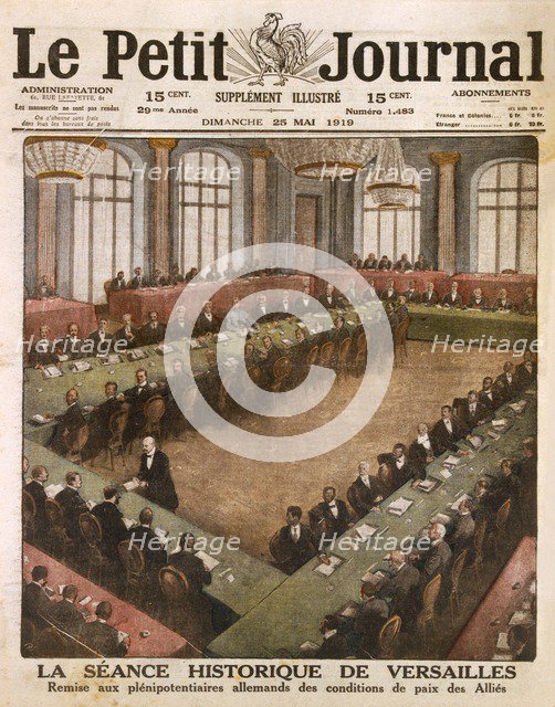 Conference at Versailles, 7th May, 1919 - German delegates receiving the Allied Peace Conditions, 19