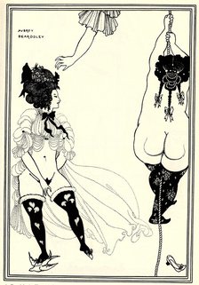 Two Athenian women in distress. Illustration for The Lysistrata of Aristophanes, 1896. Artist: Beardsley, Aubrey (1872–1898)