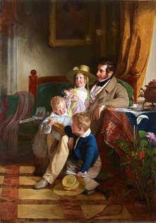 Rudolf von Arthaber and his children Rudolf, Emilie and Gustav, 1837. Creator: Friedrich von Amerling.