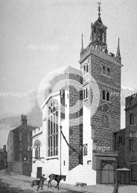 Church of St Andrew Undershaft, Leadenhall Street, London, 1812. Artist: Joseph Skelton