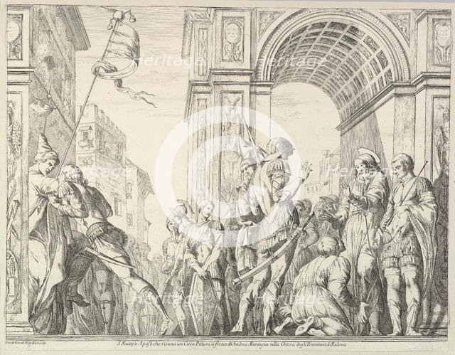 Saint James Cures a Blind Man, from "The Story of Saints James and Christopher in the Erem..., 1776. Creator: David Giovanni.