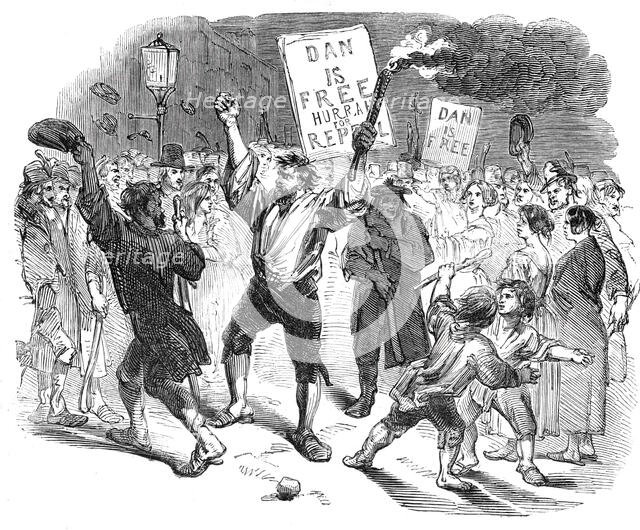 Night-scene in a Dublin-street, 1844. Creator: Unknown.