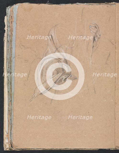Verona Sketchbook: Drapery study with left hand (page 56), 1760. Creator: Francesco Lorenzi (Italian, 1723-1787).
