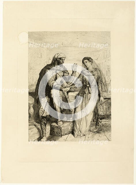 She Thank'd Me, plate two from Othello, 1844. Creator: Theodore Chasseriau.
